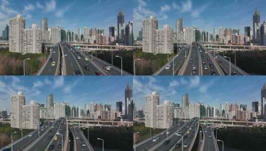 上海城市交通航拍高清在线视频素材下载