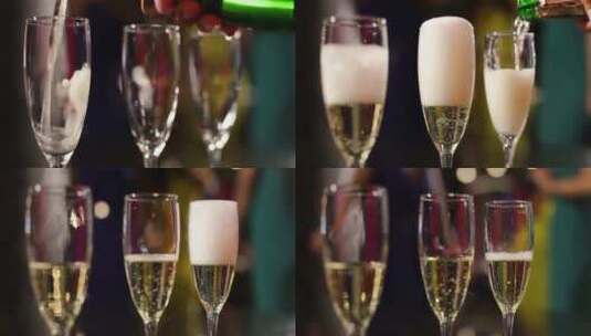 倒酒特写视频香槟气泡酒高清在线视频素材下载