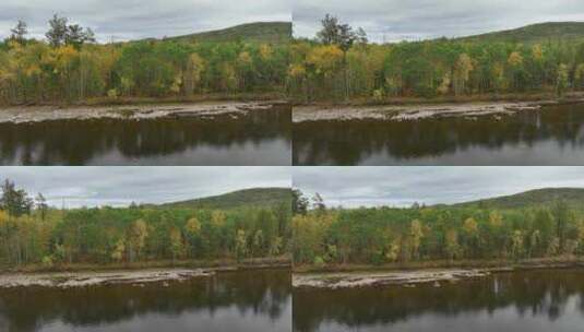 树木河流山水秋色高清在线视频素材下载