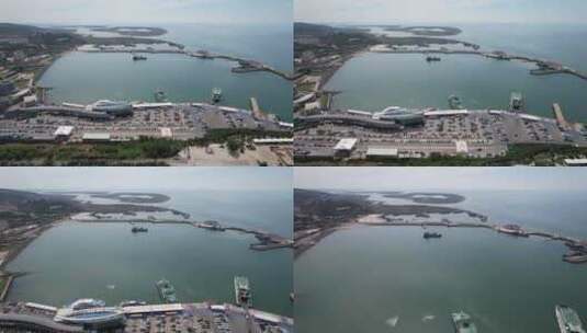 山东蓬莱长岛港航拍高清在线视频素材下载