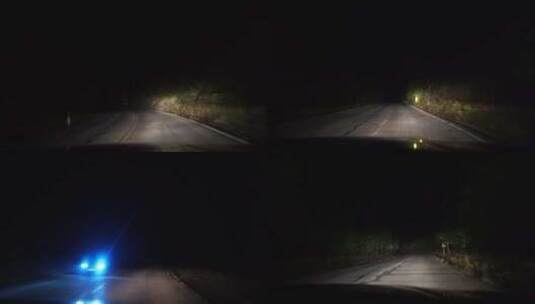 夜间开车行驶在乡间小路夜晚开车驾驶山路高清在线视频素材下载