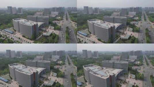 河北沧州市民中心航拍高清在线视频素材下载