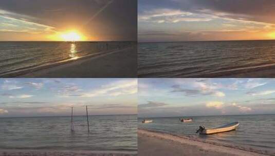 海边沙滩黄昏日落高清在线视频素材下载