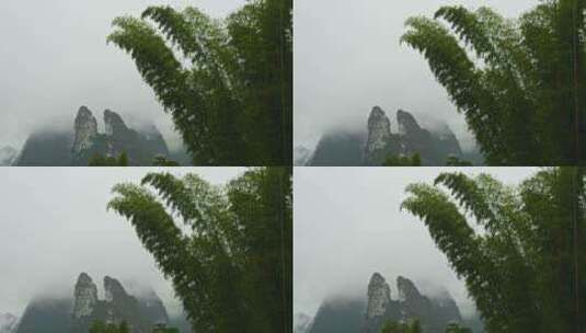 农村下雨雨景远山云雾雨季小雨高清在线视频素材下载