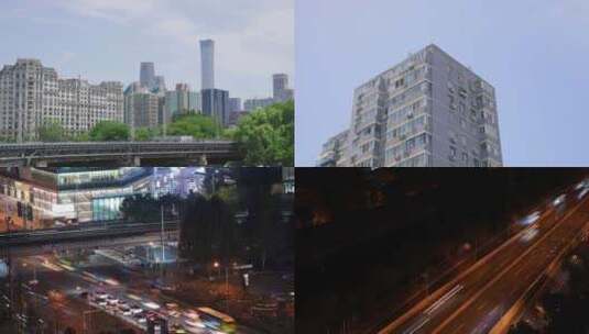 城市延时空镜日景夜景车流北京地标高清在线视频素材下载