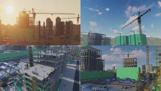 城市建设 建筑写意 工程建设 吊塔高清在线视频素材下载