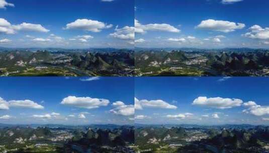 桂林漓江山水蓝天白云航拍延时高清在线视频素材下载