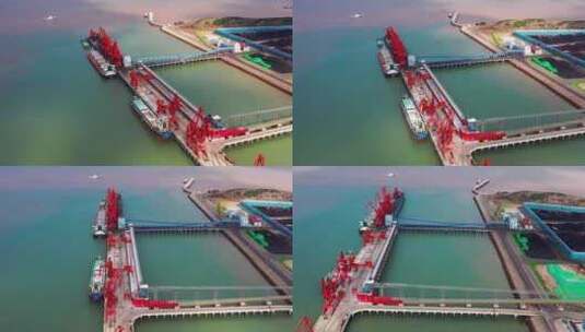 浙江临海头门港，头门岛港口码头，跨海大桥高清在线视频素材下载