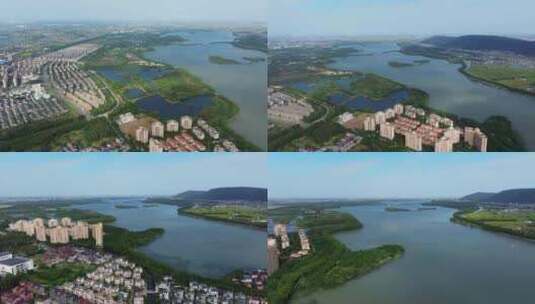 航拍常熟尚湖风景区高清在线视频素材下载