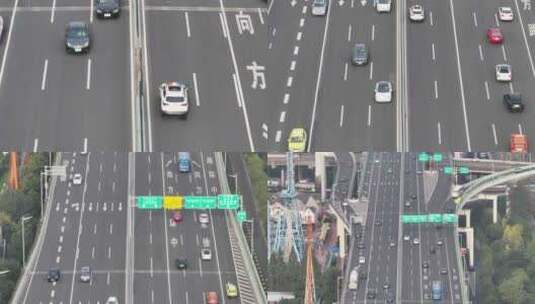 上海闵行区沪闵高架路车流航拍高清在线视频素材下载