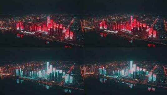长沙湘江城市夜景航拍高清在线视频素材下载
