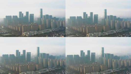 杭州余杭科技城晨曦航拍高清在线视频素材下载