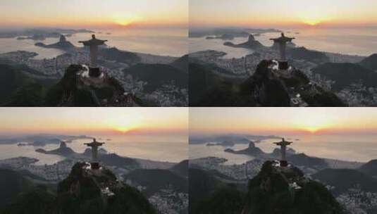 日出在基督救世主雕像在里约热内卢巴西。高清在线视频素材下载