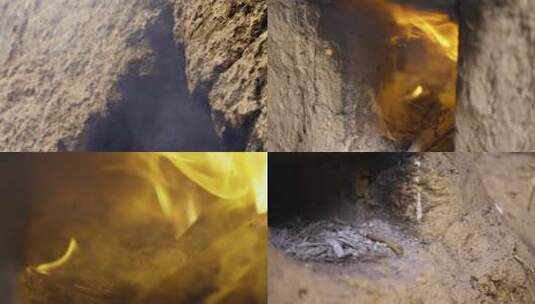 土灶风箱烧柴起火做饭高清在线视频素材下载