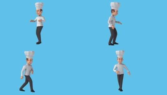 有趣的3D卡通厨师跳舞（与alpha通道高清在线视频素材下载