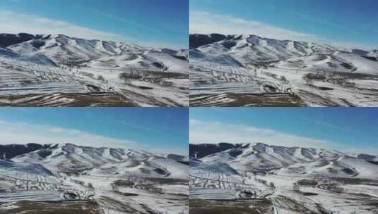 内蒙古红石崖下雪山高清在线视频素材下载