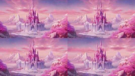 5k梦幻粉色城堡3高清在线视频素材下载