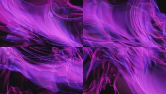 抽象紫色和粉色烟雾图案在黑色背景上动画。高清在线视频素材下载