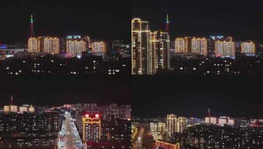 辽宁喀左夜景航拍高清在线视频素材下载