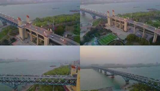 南京市鼓楼区南京长江大桥夜晚夜景城市地标高清在线视频素材下载