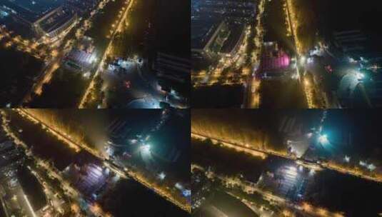 南京_城市建筑群夜景航拍002高清在线视频素材下载