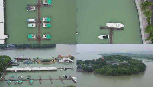 无锡太湖渔人码头航拍组合4镜高清在线视频素材下载