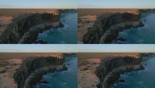 南澳大利亚早上纳拉伯悬崖的后鸟瞰图。无人高清在线视频素材下载