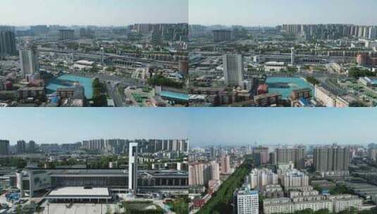 河南洛阳火车站周边交通航拍高清在线视频素材下载