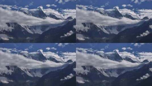 西藏林芝南迦巴瓦峰雅鲁藏布江云雾航拍高清在线视频素材下载
