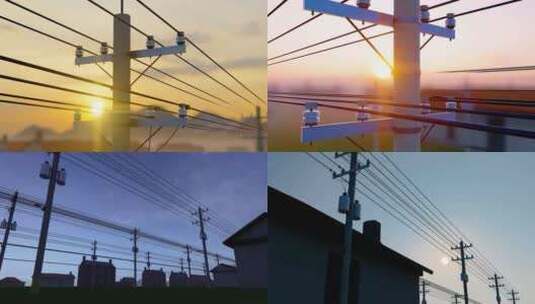 农村山区高压线电塔输送电力高清在线视频素材下载