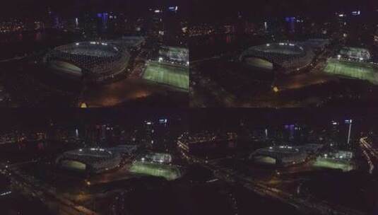 深圳体育场航拍夜景高清在线视频素材下载