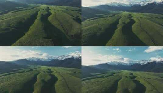 新疆阿勒泰草原雪山航拍高清在线视频素材下载