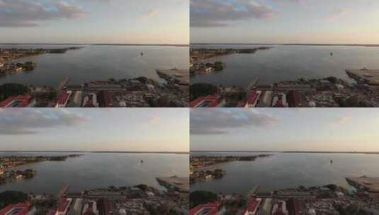 古巴西恩富戈斯大海海边黄昏航拍709高清在线视频素材下载