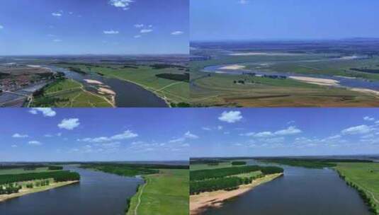 中国辽宁辽河河流生态湿地合集高清在线视频素材下载