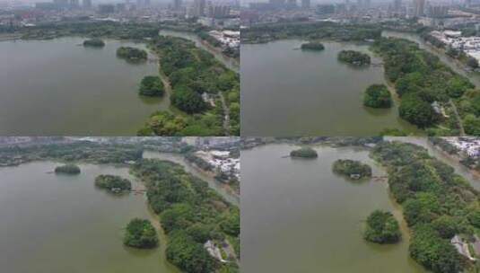 广州海珠湖海珠湿地航拍素材高清在线视频素材下载