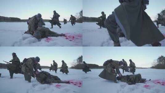 战场，雪，流血，士兵高清在线视频素材下载