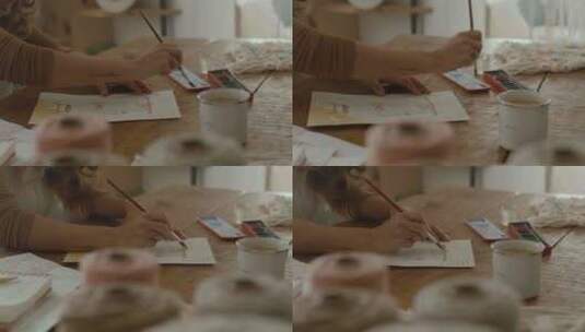 女人，Macrame，线材，绘画高清在线视频素材下载