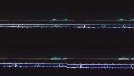 竖版航拍湖北襄阳襄樊长虹大桥卧龙大桥夜景高清在线视频素材下载