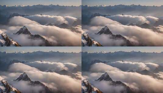 雪山云雾阳光山峰云海日出自然生态环境风景高清在线视频素材下载