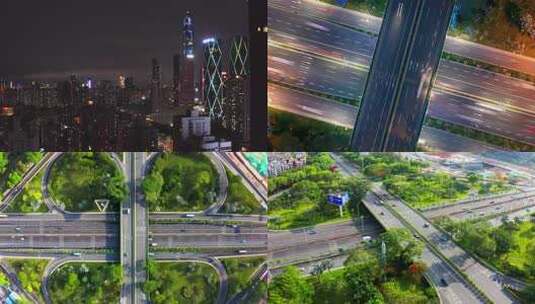 深圳城市延时皇岗路立交桥车流高清在线视频素材下载