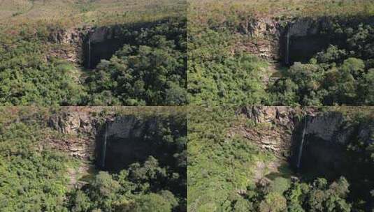 空中视频瀑布在Chapada dos V高清在线视频素材下载