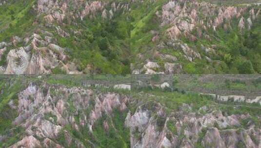 空中俯瞰绿植覆盖的山峦高清在线视频素材下载