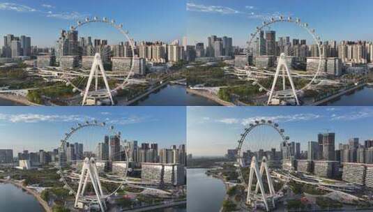 深圳欢乐港湾摩天轮航拍高清在线视频素材下载