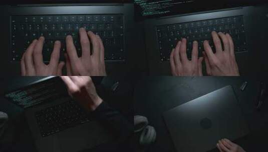 双手键盘打字特写高清在线视频素材下载