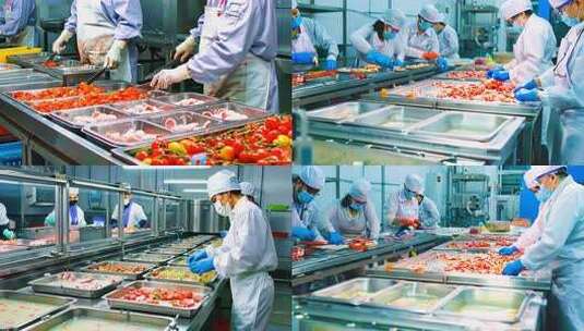 预制菜 厨房 科技中央厨房 预制包装食品高清在线视频素材下载