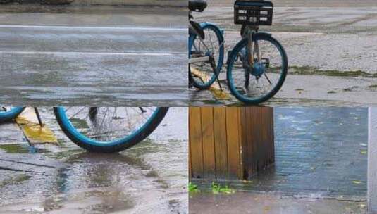 下暴雨下大雨下雨天雨水雨滴街景街道街头风高清在线视频素材下载