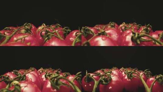 新鲜多汁的番茄飞过视野高清在线视频素材下载
