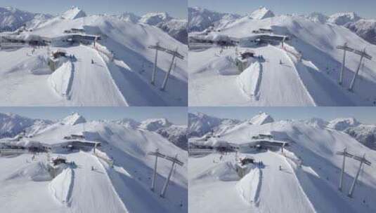 游客在雪山滑雪高清在线视频素材下载