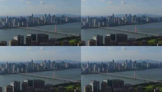 杭州钱塘江CBD钱江三桥航拍高清在线视频素材下载