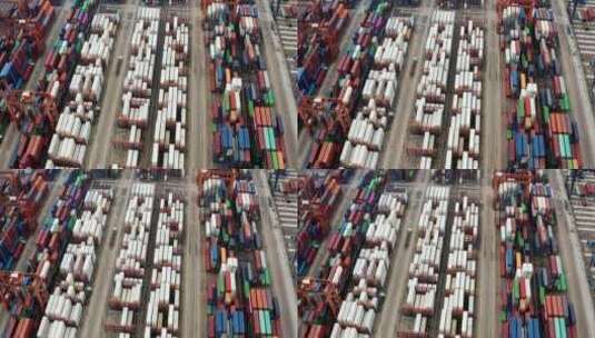 航拍香港的货柜港高清在线视频素材下载